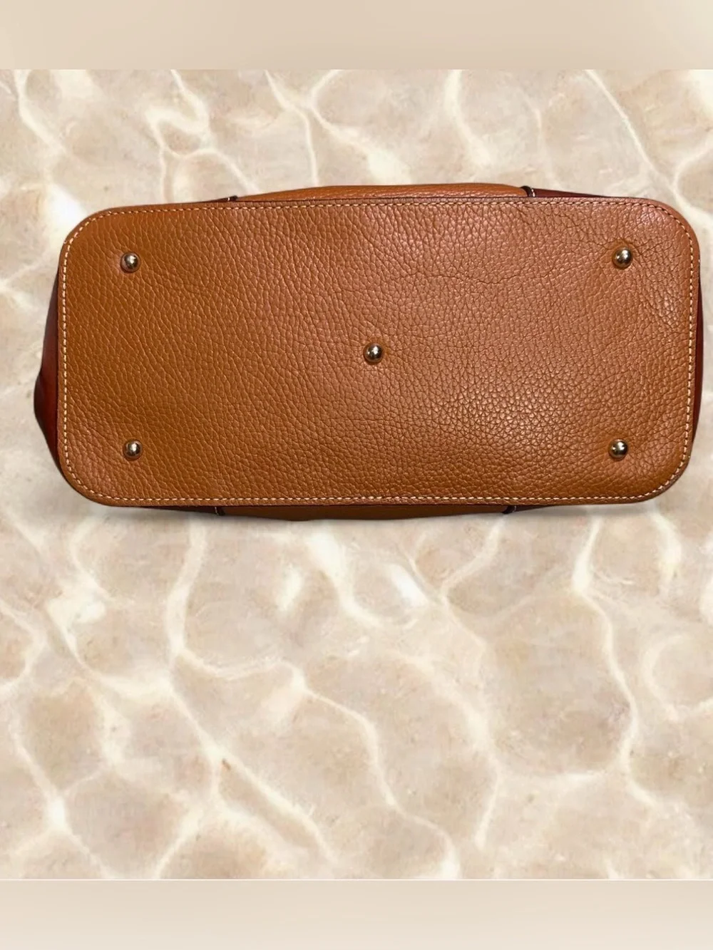 Dooney & Bourke Cognac Brown Pebbled Leather Shoulder Bag Brenna Satchel